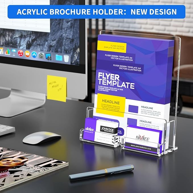 NIUBEE 6-Pack Acrylic Brochure Holder 8.5*11 inches, Plastic Flyer Display Stand - Image 7