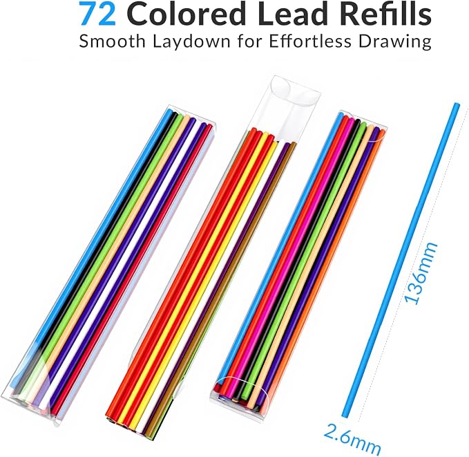 2.6MM Colored Mechanical Pencil Lead Refills, 24 Assorted Color Pencils Refills - Image 3