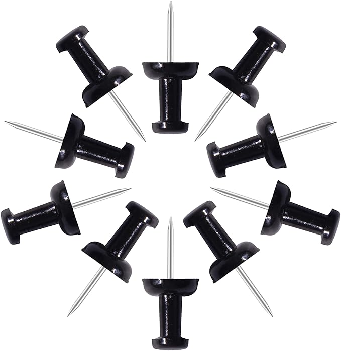 VAPKER Push Pins Tacks 120Pcs Solid Black Thumb Tacks Larger Size Pin Map Tacks by VAPKER