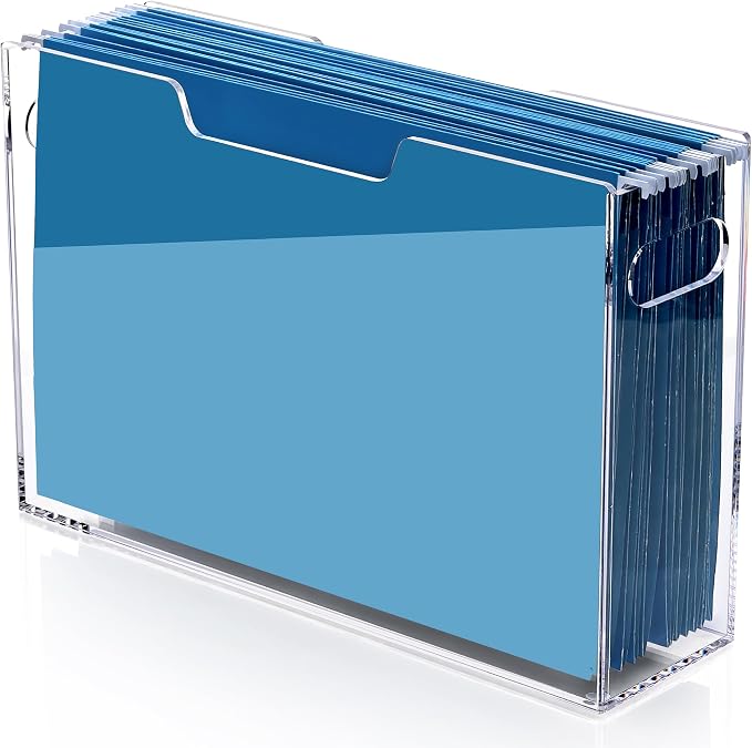 Hanging File Folder Organizer, Acrylic File Organizer Box by Tfirhuoe