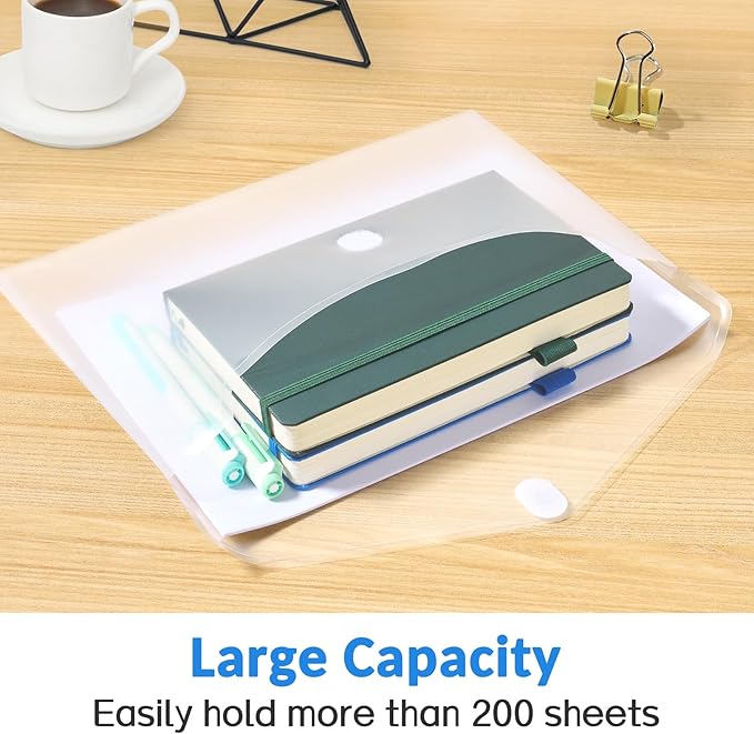 Sooez 20 Pack Plastic Envelopes File Folders, Rainforced Clear Folder Important - Image 3