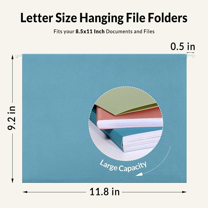 SUNEE Hanging File Folders, 50 Pack Letter Size Hanging File Folders - Image 5