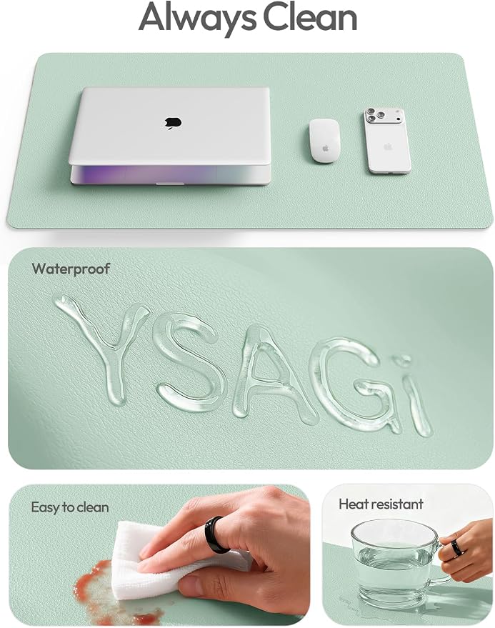 YSAGi Leather Desk Pad Protector, Office Desk Mat, Large Mouse Pad, Non-Slip PU - Image 7