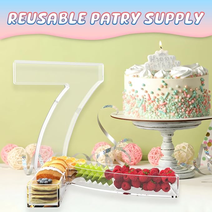 11" Acrylic Number Charcuterie Board Box, Reusable Fillable Number Cake Candy - Image 5
