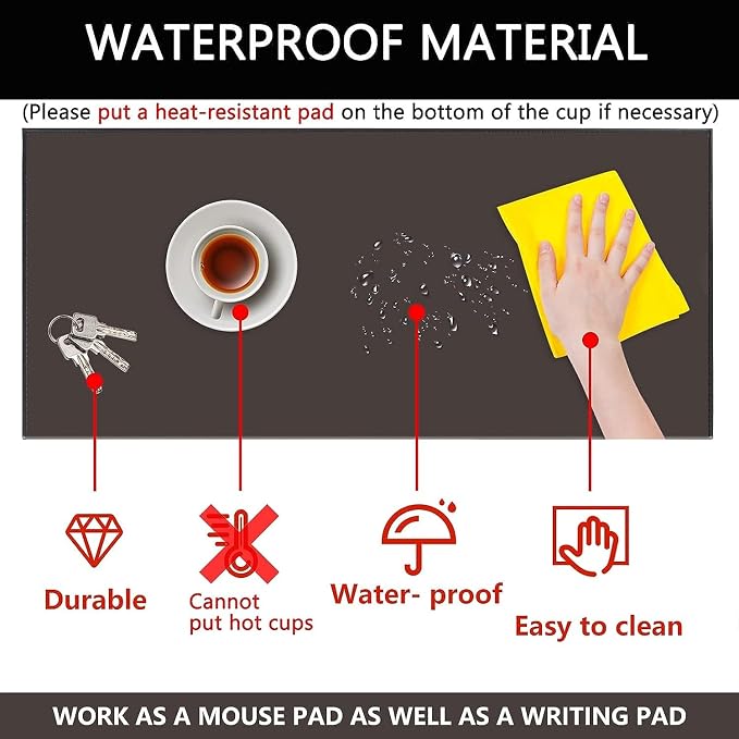 AKOZLIN 27.55”x 18.9" Soft PU Leather Surface Office Desk Mouse Mat Anti-Push - Image 5