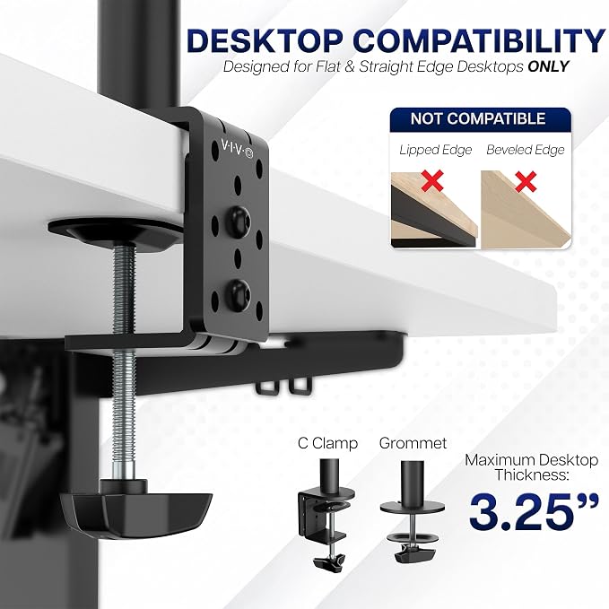 VIVO Dual Monitor Desk Mount, Holds 2 Computer Screens up to 30 inches and - Image 6