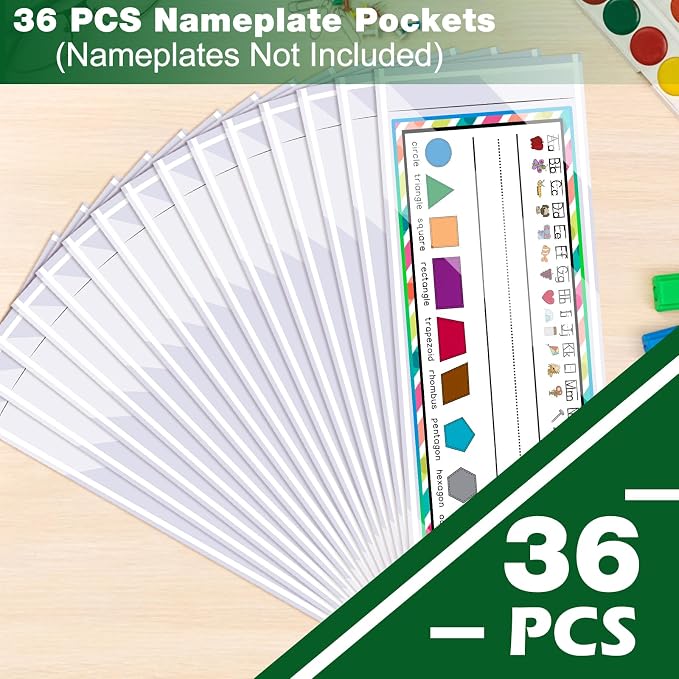 Meetory 36 PCS Upgraded Nameplate Pocket, 10.2''x 3.5'' Self Adhesive Desk - Image 6