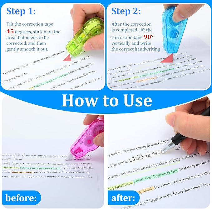 Chivao 210 Pack Mini Correction Tape Bulk Ink Corrector Eraser Tape Set 13.12 - Image 4