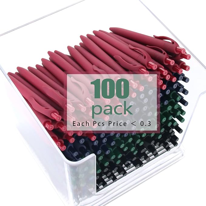 Deegtran 100 Pack No Bleed Black Barrel Click Pens, Wholesale Retractable - Image 4