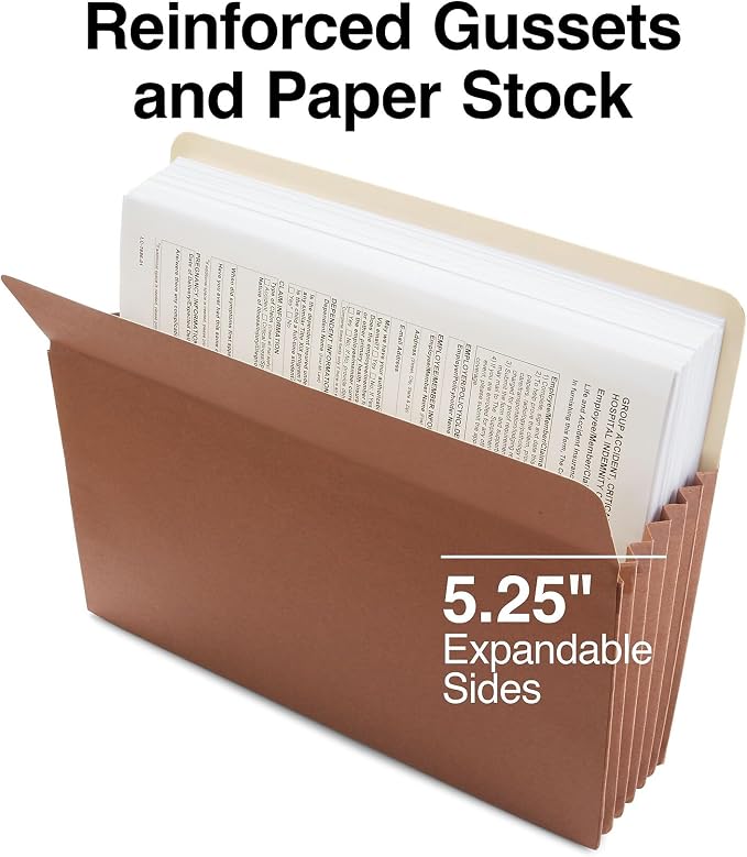 Staples Reinforced File Pockets, Letter Size, 5.25‑Inch Expansion, Heavy‑Duty - Image 2