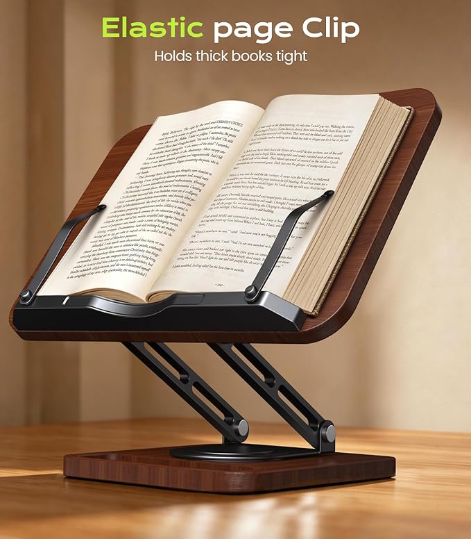 Book Stand for Reading, 360° Rotating Hands Free Book Holder - Image 6