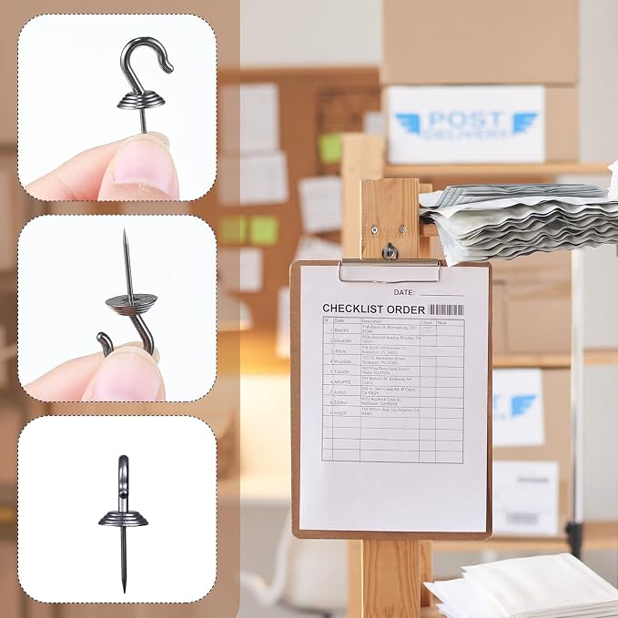 Hotop 30 Pieces Push Pin Wall Hooks Metal Thumb Tack Hangers Iron Alloy Nail - Image 3