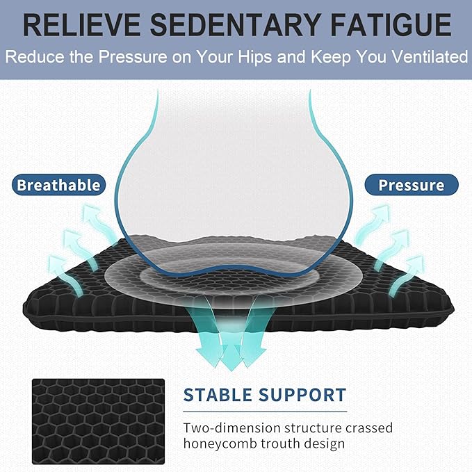 20" Gel Seat Cushion for Long Sitting – Office Chair Cushion – Wheelchair - Image 4