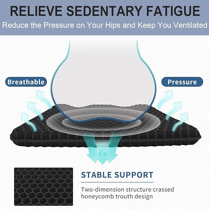 Gel Seat Cushion for Long Sitting Pressure Relief - Image 3