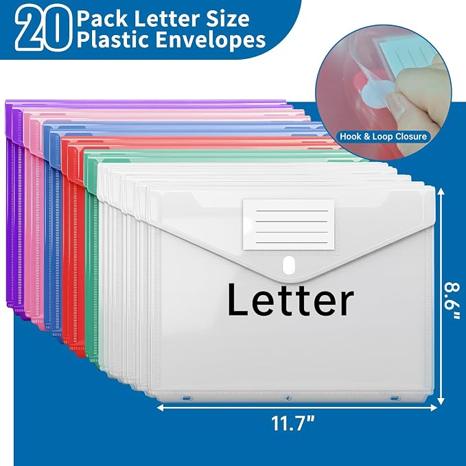 Binder Folders Organizer with 20 Pack Heavyweight Plastic Pockets, Fireproof - Image 5