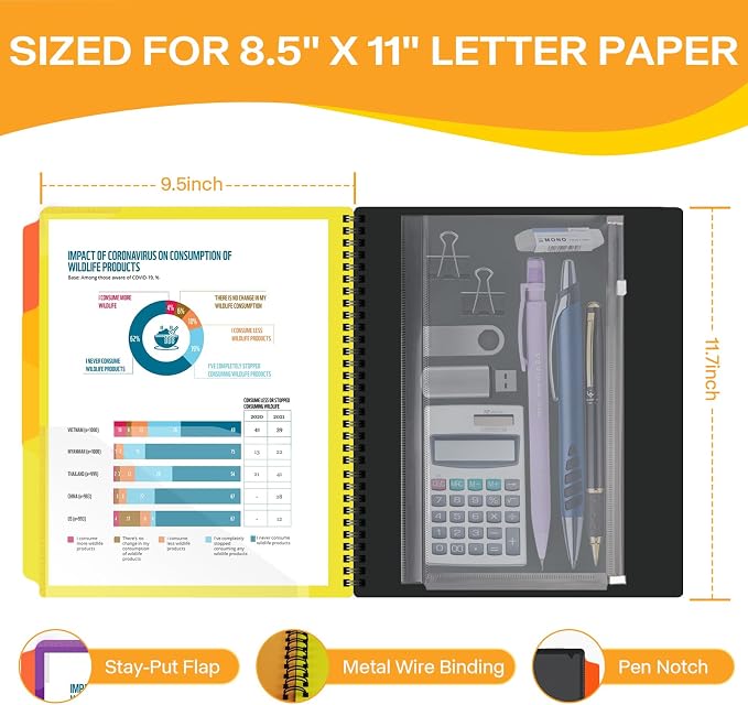 3 Pack 18 Pocket Poly Project Organizer - Image 2