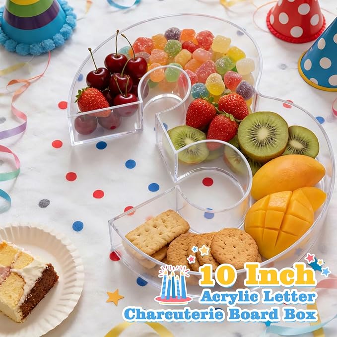 Ledido 10’’ Acrylic Number Charcuterie Board Box, Reusable Fillable Serving Tray - Image 2