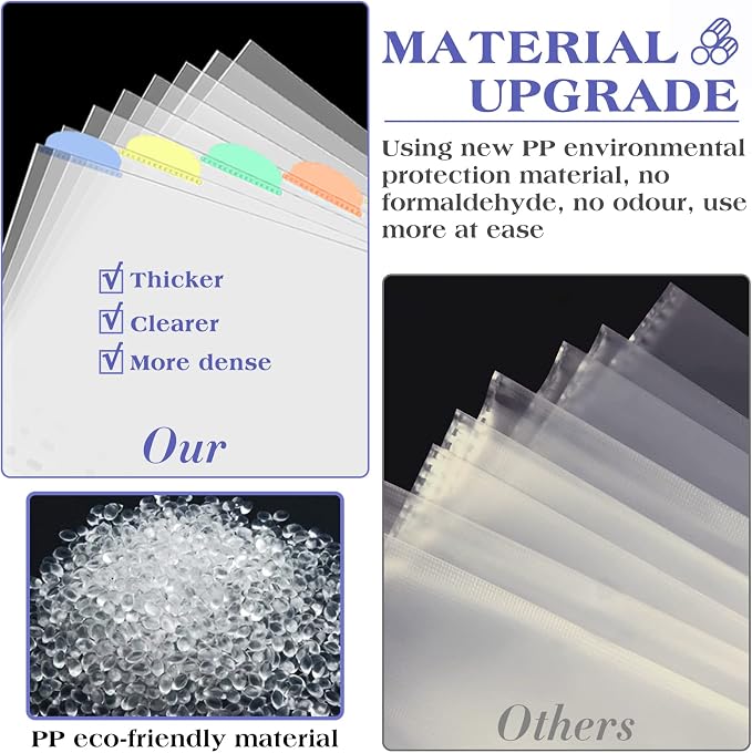 5 Set of 40 Pack A4 Plastic Sleeves Binder Index Dividers Pocket Dividers - Image 4