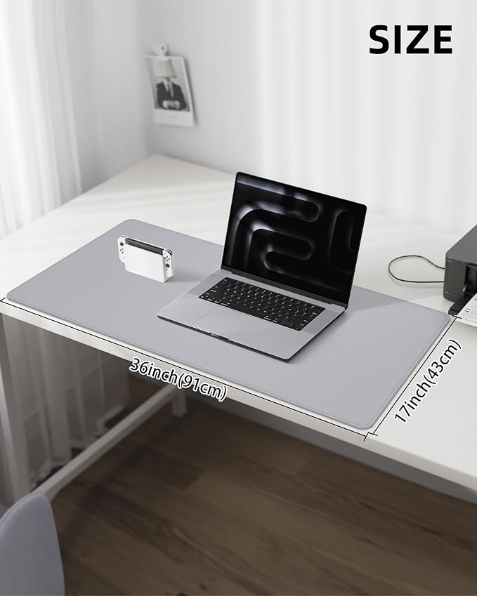 PU Leather Desk Blotter Mat, Large Mouse Pad, Non-Slip & Waterproof Desk Cover - Image 5