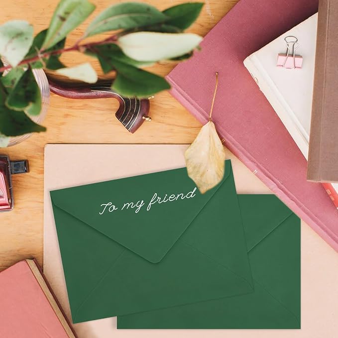 50 Pack Dark Green A7 Envelopes, Christmas Greeting Card Envelopes Self Seal - Image 2