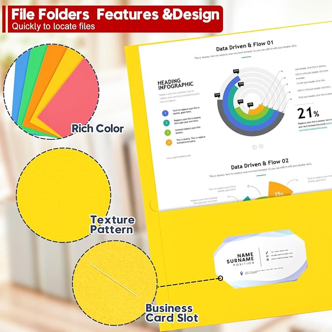 Two Pocket Folders, 125 Pack Bulk Letter Size 8.5" x 11" Folders - Image 2