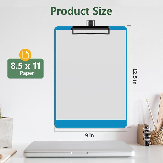 Blue Clipboard with Pen Holder, 8.5 x 11 Clip Boards | Black Low Profile Clip - Image 2