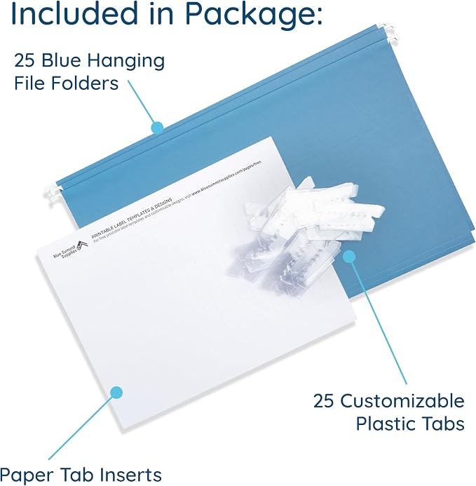 25 Blue Summit Supplies Legal Size Hanging File Folders - Image 3