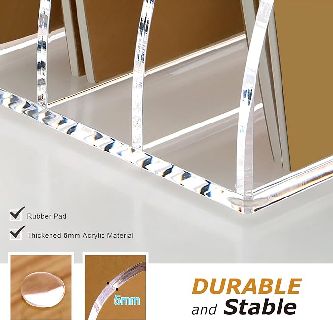 SANRUI Acrylic Desk File Organizer, 8 Vertical Compartments Clear Magazine File - Image 5