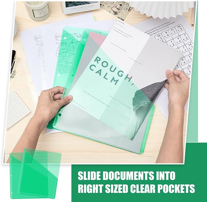 Seajan 100 Pcs Pocket Folders for 3 Ring Binder Clear Plastic Folders Sleeves - Image 4