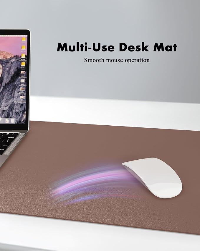 YSAGi Double-Sided Desk Pad, 31.5"x15.7"Leather Desk Mat, Eco Cork Desk Pad - Image 4