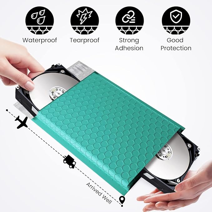 Fuxury Bubble Mailers 6x10“ 600 Pack Teal Padded Envelopes Usable Size 6x9" - Image 7