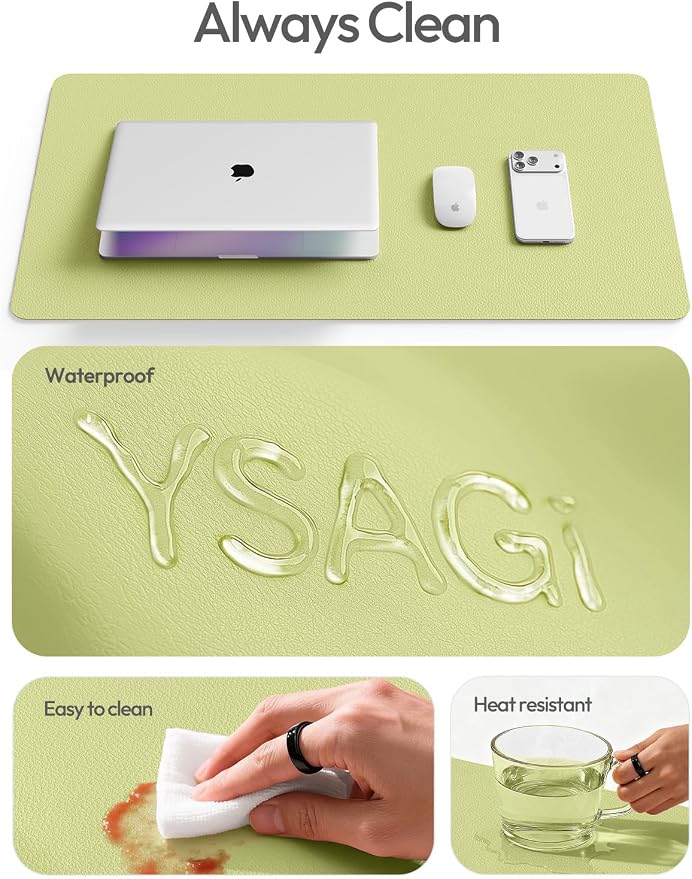 YSAGi Leather Desk Pad Protector, Office Desk Mat, Large Mouse Pad, Non-Slip PU - Image 7