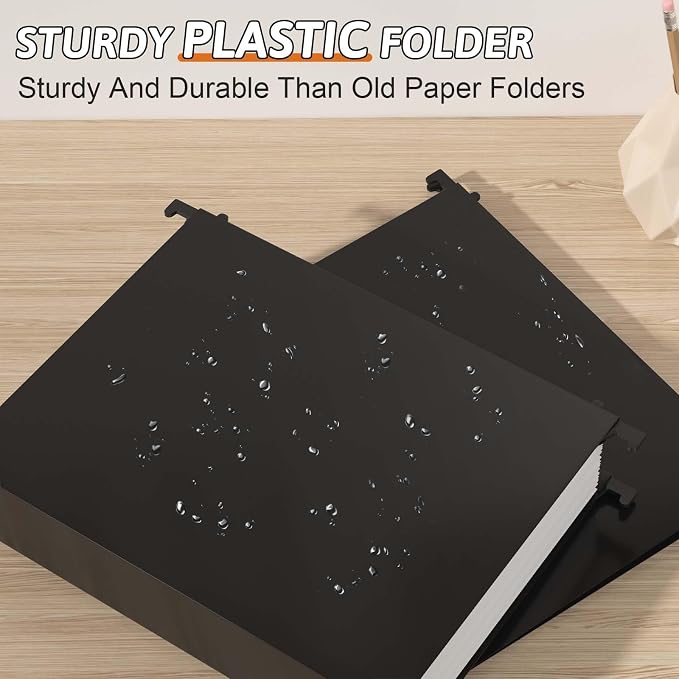 Extra Capacity Plastic Hanging File Folder Letter Size, 12 Pack Reinforced Hang - Image 2