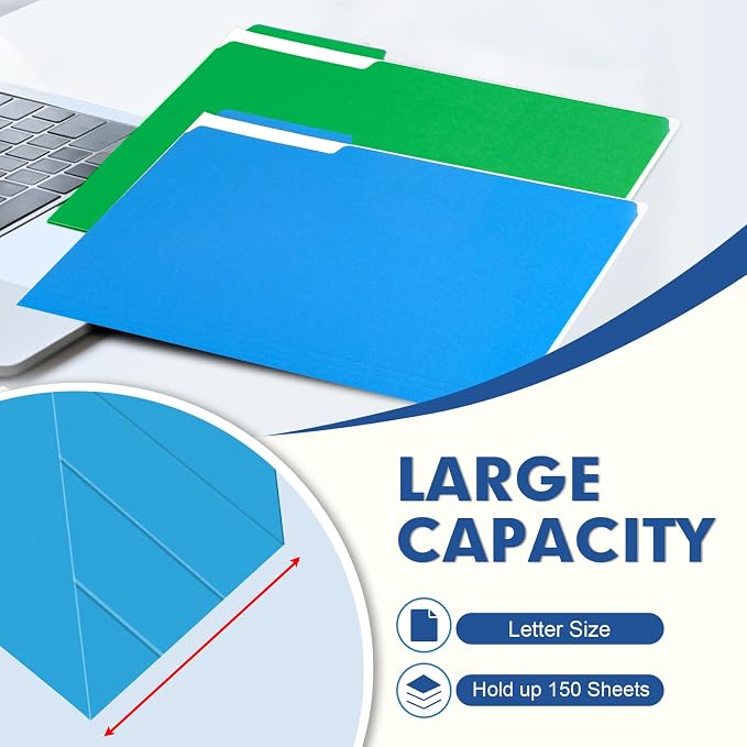 File Folder, PANDRI 120 Pack Colored File Folder, 1/3 Cut Tab, Letter Size - Image 4