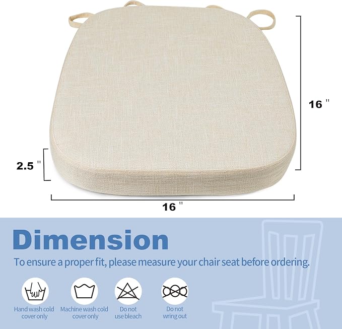 BUYUE Thickened 2.5" Dining Chair Cushions Set of 4, U-Shape High Density Foam - Image 3