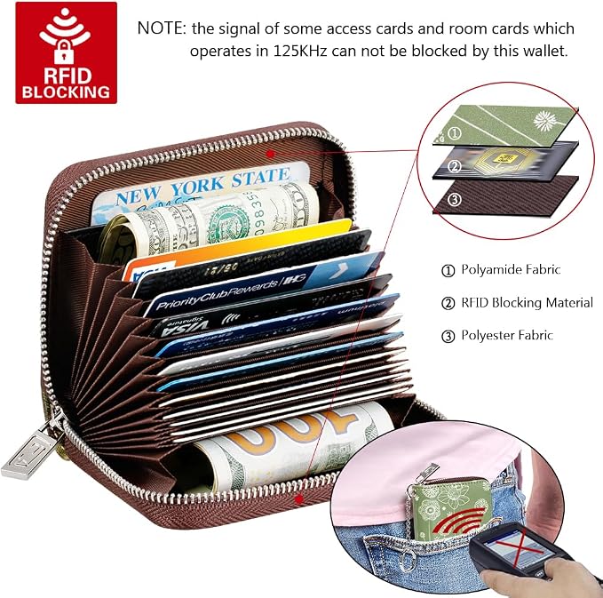 FurArt Zipper Wallet Women, RFID Blocking Credit Card Wallet, Business Card - Image 5
