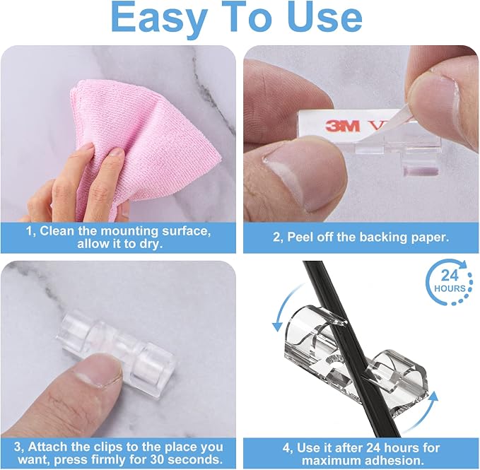Outdoor Light Clips, Adhesive Cable Cord Organizer - Image 5