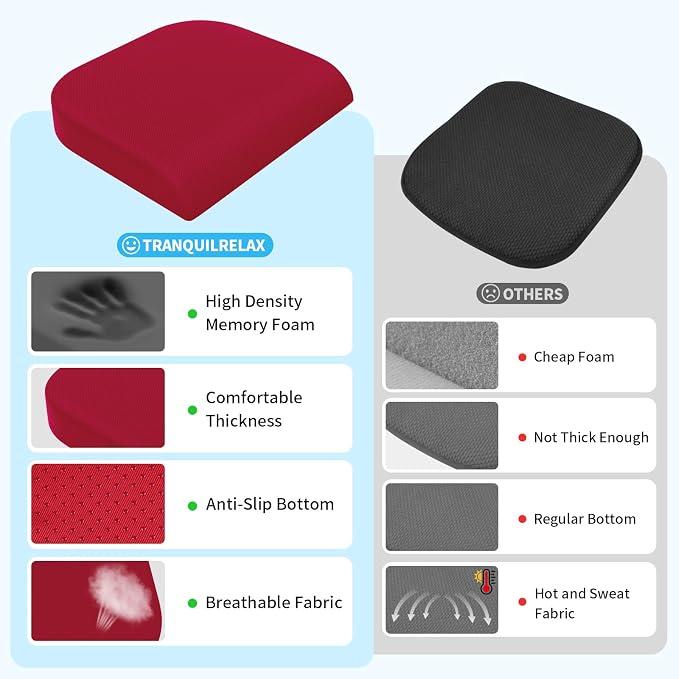TranquilRelax Large Seat Cushion, Memory Foam Cushion - Image 5