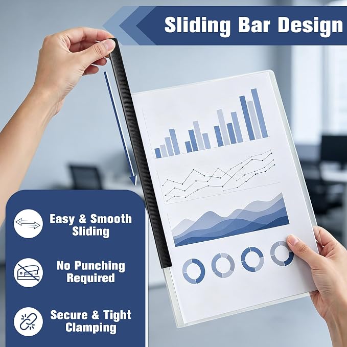 Report Covers with Sliding Bar 15 Packs Clear Report Covers Presentation Folders - Image 6