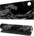 Japanese Sea Wave Gaming Mouse Pad 27.6x11.8 Inch Anime Black Large Mousepad by Siski