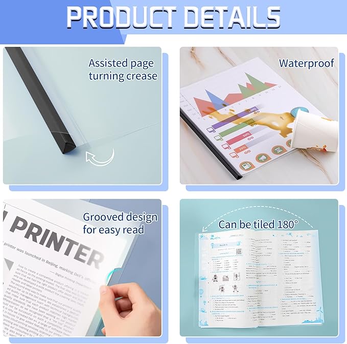50 Pack Report Covers with Sliding Bar, Presentation Folders Resume Document - Image 5
