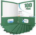 ®100 Packs Green Two Pocket Folders, File Folder by BIBRADAA