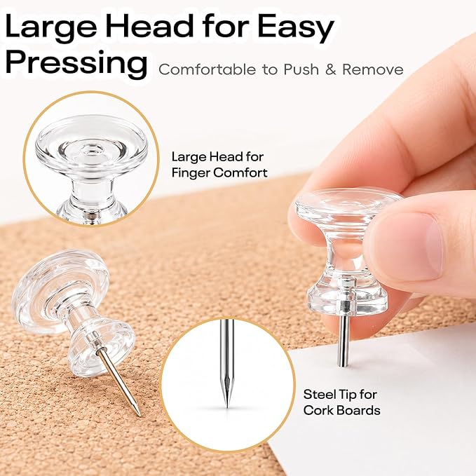 Optomni Giant Push Pins 100 PCS, 1 Inch Large Clear Push Pins - Image 4
