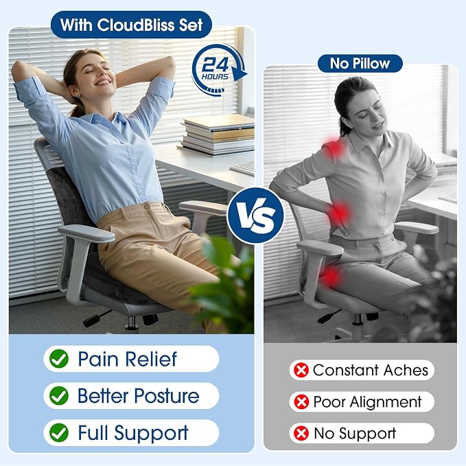 CloudBliss Lumbar Support Pillow & Seat Cushion Set - Image 8