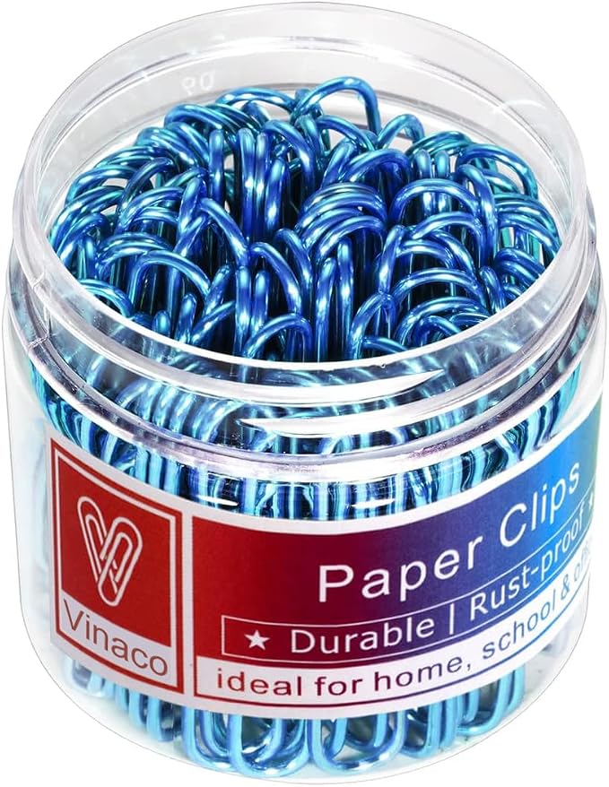 Vinaco Blue Jumbo Paper Clips, 100 Pack, 2 Inch, Durable & Rust Resistant by LightingMadeSimple