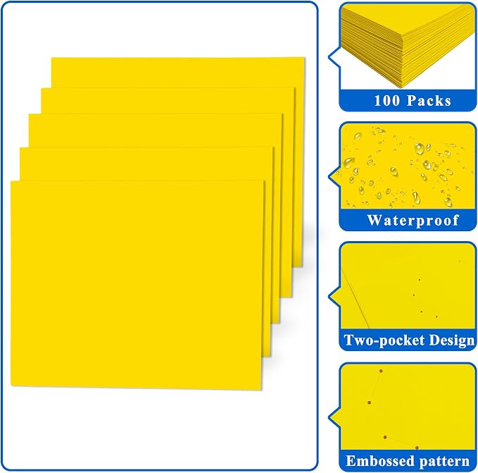 Zzrywuty 50 Packs Yellow Two Pocket File Folders - Image 5