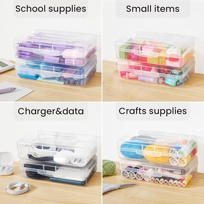 Sooez Plastic Pencil Case Box 6 Pack, Large Crayon Maker Pen Organizer - Image 7
