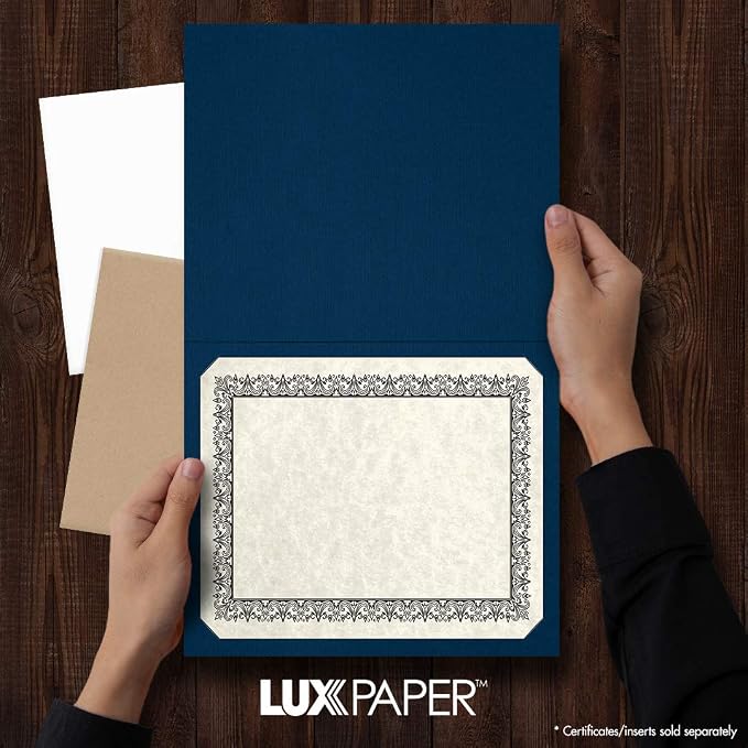 LUXPaper 9.5" x 12" Certificate Holders | Nautical Blue Linen | 100lb. Cover | - Image 3
