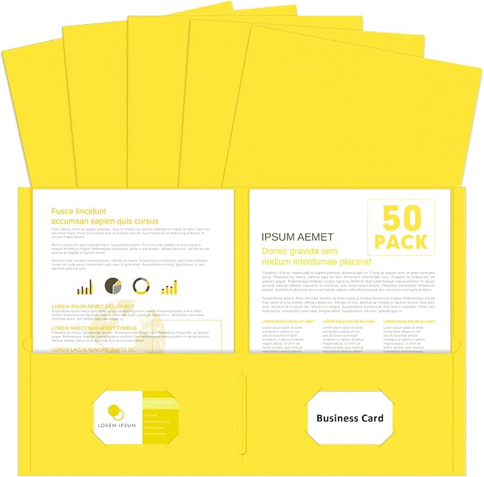 Two Pocket Folders, PANDRI 50 Pack 2 Pocket Folders, Letter Size Paper File by PANDRI