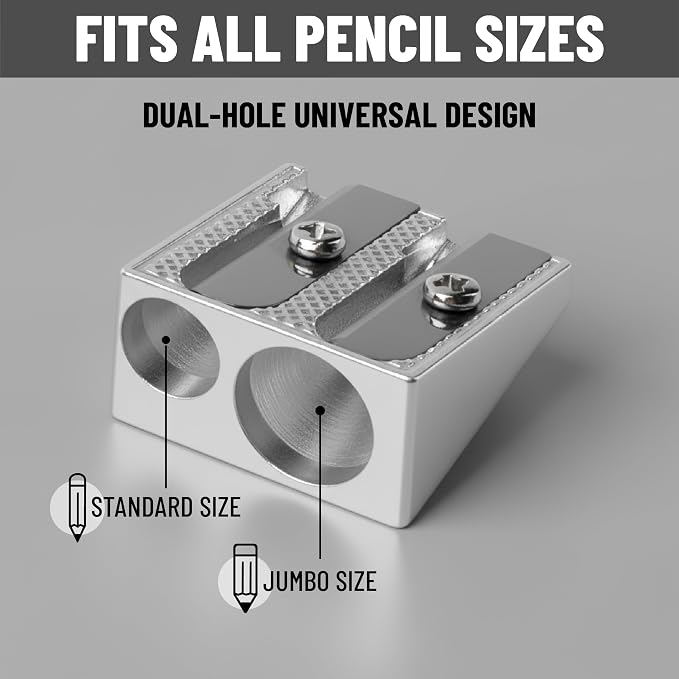 Mr. Pen- Handheld Metal Pencil Sharpener, 24 Pack | 2-Hole Dual Size - Image 3